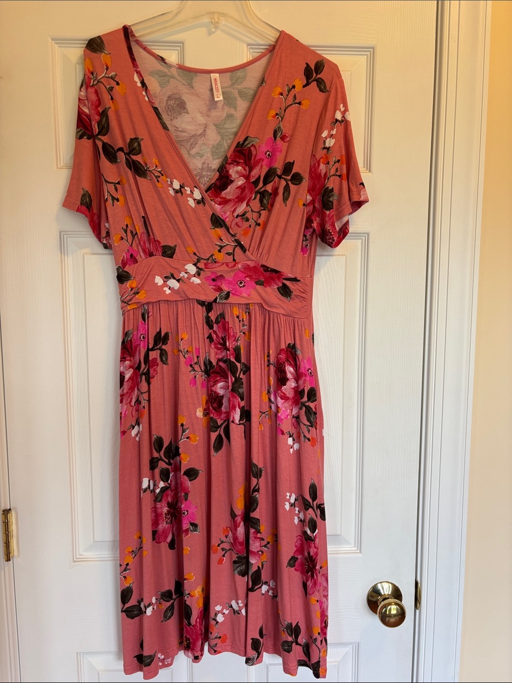 Floral Wrap Midi Dress in Rose Pink
